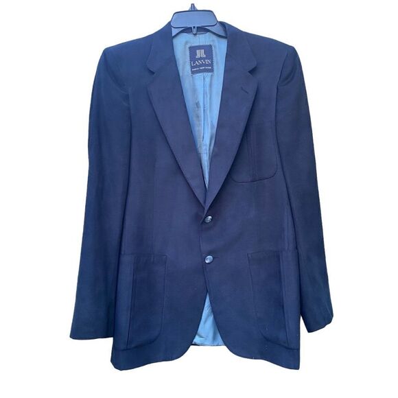 Vintage LANVIN Paris New York Men’s Blue Suede Vintage Sports Jacket Size Medium - Picture 2 of 13